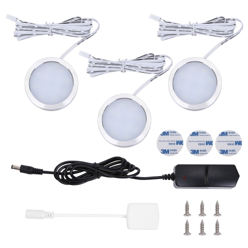 DC12V 2W/PCS 3PCS Daylight/Warm White LED Under Cabinet Puck Lighting Kit DC12V 2W/PCS 3PCS Daylight/Warm White LED Under Cabinet Puck Lighting Kit